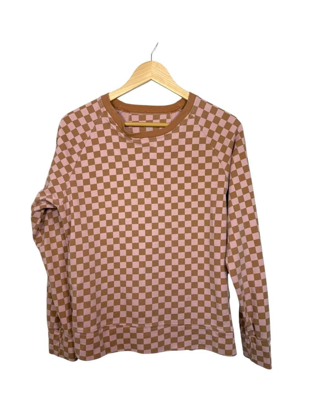 Splits59 Tilda Checkered Crewneck Sweatshirt Pink Brown Size S
